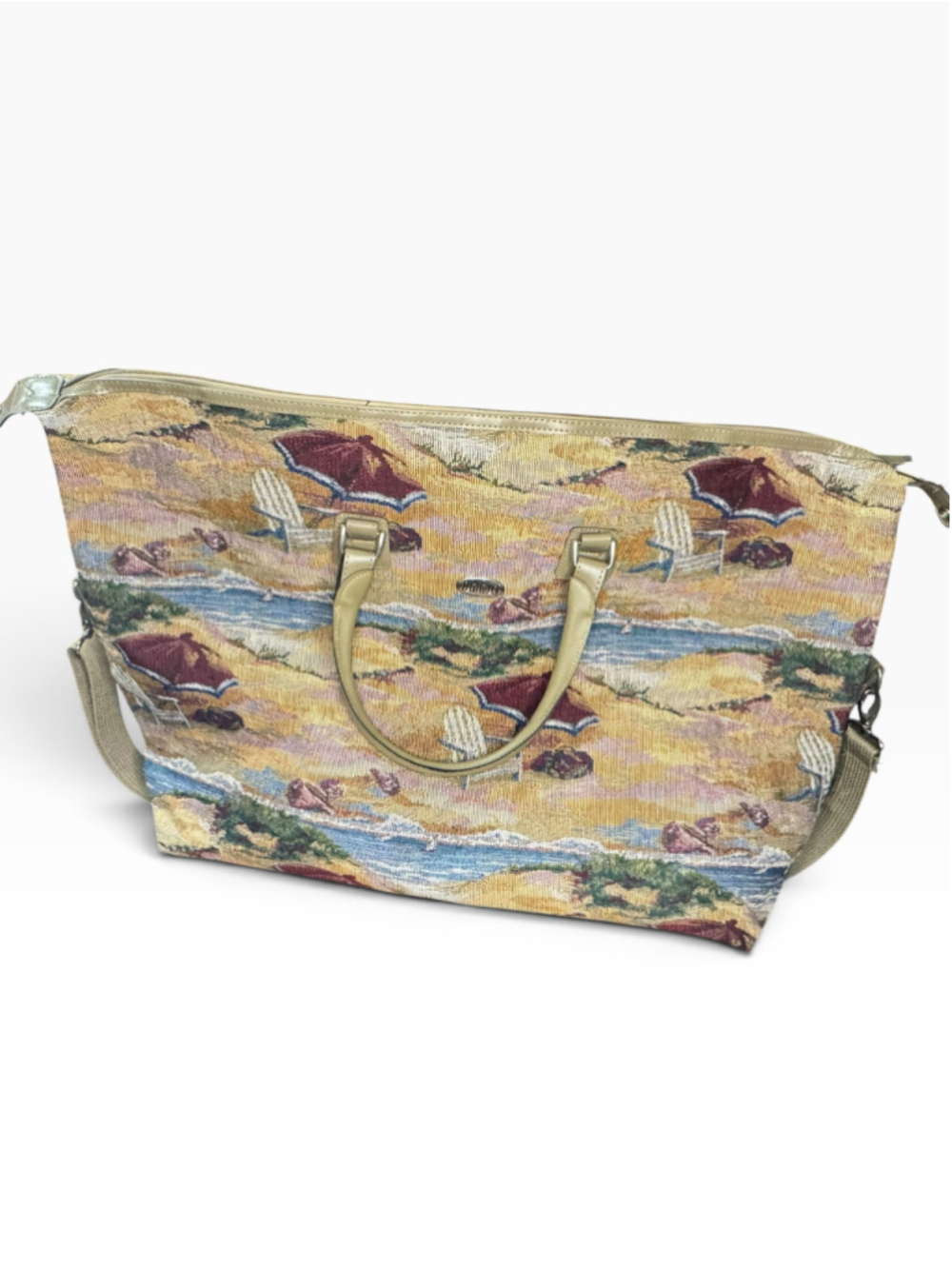 Vintage Coastal Grandma Tapestry Bag Novelty Beachscape Overnight Carry On
